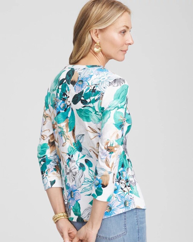 Floral Pima 3/4 Sleeve Everyday Tee - image 3